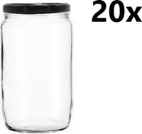 Einmachglas 720 ml FRANCO klar/transparent 20 Stück INKLUSIVE SCHWARZEN DECKELn, Anzahl der Teile in einer Packung: 20