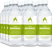 12 x 1 Liter Brenngel - PURE FLAME Premium Brenngel für Gelkamine & Gel Feuerstellen in 1L Flaschen