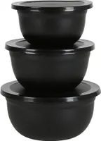 Sesua Edelstahl Multischüssel Set 3tlg. mit Deckel schwarz Küche Aufbewahrung Schüssel Salatschüssel Set