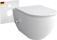 Alpenberger Bidet WC | Dusch WC Set | Hänge WC ohne Spülrand | Toilettendeckel mit Absenkautomatik | Toilette mit Schallschutz & Podusche | Kloschüssel mit Armatur | Passend Geberit