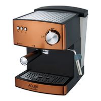 Adler Espresso-Kaffeemaschine AD 4404cr Pumpendruck 15 bar, Eingebauter Milchaufschäumer, Halbautomatisch, 850 W, Cooper/ schwarz