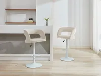 Barhocker 2er-Set höhenverstellbar - Stoff & weißes Metall - Cremefarben - LAJUNIA