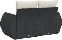 vidaXL Gartensofa mit Kissen 2-Sitzer Schwarz Poly Rattan