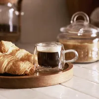 Gläser Kaffeeglas Kaffeebecher Teebecher Teegla Cembra Doppelwändig - 2er Set Becher Tasse  Spülmaschinenfest Höhe 5,5 cm,  0,08 l HOMLA