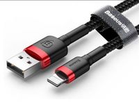 Baseus Cafule Kabel strapazierfähiges Nylonkabel USB / Lightning QC3.0 1.5A 2M schwarz-rot (CALKLF-C19)