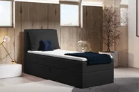 Boxspringbett Egro Mini mit Bettkasten und Kissen - Einzelbett mit Bonell-Matratze und Topper, Polsterbett (Schwarz (Kronos 07), 100 x 200 cm)