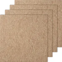 VEVOR kobercové dlaždice, 500 x500 x5 mm, koberec s priloženým polstrovaním, mäkké polstrované kobercové dlaždice, jednoduchá inštalácia pre domácich majstrov pre spálne a obývacie izby (16 ks, tmavohnedá)
