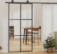 posuvné dvere ESG zo skla a hliníka 102x205 cm čierne