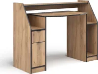 Vicco Stół gamingowy Joel, 123.2 x 45 cm z 1 szufladą i 1 drzwiami, Złoty dąb energetyczny/Czarny