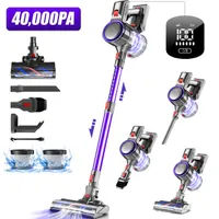 Portreen Akku Staubsauger, 40000Pa Staubsauger Kabellos mit Touchscreen, Bis zu 55 Min. Laufzeit, Anti-Tangle-Bürste, Kabelloser Staubsauger mit 1.6L