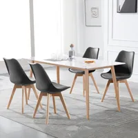 WOLTU 4er Set Esszimmerstühle Küchenstuhl Design Stuhl Kunstleder Holz grau