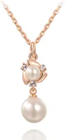 Damen Halskette Perlen Anhänger Zirkonia Kristalle vergoldet Autiga® rosegold