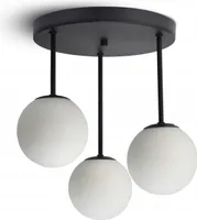 Luxolar Led Deckenleuchte - Hängelampe 3-flammig schwarz 15W, G9 - Deckenlampe wohnzimmer, Weiß Glas Kugeln