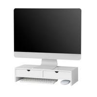 SoBuy Monitorständer Bildschirmständer mit 2 Schubladen, weiß, BBF02-w