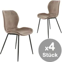 Esszimmerstuhl 4er-Set Samt Beige / Schwarz