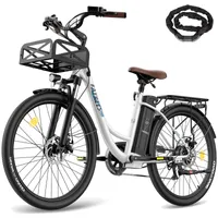 E-Bike 26 Zoll bis zu 160 - 200 km Wasserdicht IP54 City Elektrofahrrad 250 W Unisexfahrrad mit 7 Gang, Weiß