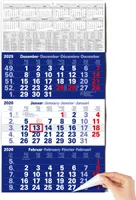 3 Monatskalender 2026 Wandkalender mit Schieber - "Blau" Kalender 2026 Wandkalender |, mit Schulferien, Feiertagen & Jahresübersicht | Großformat 56x30 cm (gefalzt!)