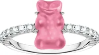 Thomas Sabo TR2459-052-9-54 Silberner Ring mit pinkfarbenem Goldbären und Zirkonia Damen