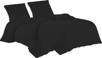 Bettwäsche 2er 135x200 + 2er 80x80 cm Schwarz Bettbezug Baumwolle, 4-teilig