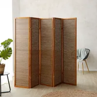 Homestyle4u 383, Paravent Raumteiler Trennwand Sichtschutz, 5 teilig, Braun, Holz Bambus