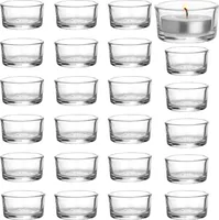 Belle Vous Teelichtgläser Set Votivkerzenhalter Glas (24er Pack) Teelichter Glas 4,5 cm Dm & 2,5 cm Höhe - Teelicht Glas für Heimdekoration,