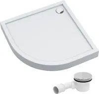 AQUABAD® Duschwanne Komplettset Ultima LeakProtect® Smooth White 90x90cm R55 Viertelkreis mit Ablaufgarnitur Alcadrain A49CR