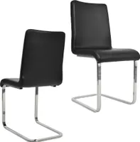 t m c s Tommychairs - Súprava 2 konzolových stoličiek GRETA s vysokopevnostným obdĺžnikovým konzolovým rámom z ocele a sedadlom z viacvrstvového dreva čalúneným a potiahnutým čiernou imitáciou kože