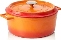 LAVA Kochtopf mit Deckel aus emailliertem Gusseisen Orange mit 6,7 Liter