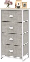 COSTWAY Kommode mit 4 Schubladen & Tischplatte, Stoffkommode, Aufbewahrungskommode 45 x 30 x 94 cm