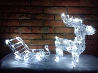 Rentier Schlitten 64 LEDs Weihnachten Lichterkette  Weihnachtsbeleuchtung Beleuchtung