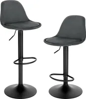 EUGAD 2 x Barhocker, höhenverstellbar, Drehhocker, aus Metall, Dunkelgrau