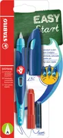 Ergonomischer Schulfüller für Rechtshänder mit Anfänger-Feder A - STABILO EASYbirdy in mitternachtsblau/azur - Einzelstift - Schreibfarbe blau (löschbar) - inklusive Patrone und Einstellwerkzeug