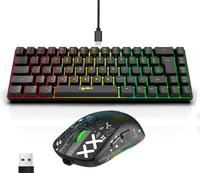 HXSJ Tastatur und Maus Set K68 RGB Streamer Mini-Gaming-Tastatur, 2,4G kabellose mechanische RGB-Gaming-Maus 3600DPI, 11 RGB-Beleuchtungsmodi