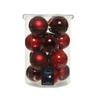 Weihnachtskugeln Glas 8cm 16 Stück - Weihnachtsrot / Ochsenblut Mix