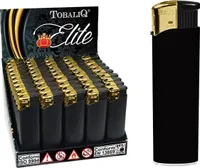 10er Elektronik Feuerzeug Schwarz Gold Gummiert
