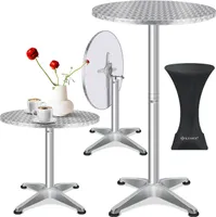 KESSER® 2in1 Stehtisch klappbar Bistrotisch Aluminium Edelstahlplatte | höhenverstellbar | 70cm / 115cm | Partytisch Tisch | In- & Outdoor | Hochzeit | Empfangstisch | Klapptisch inklusive Regencover