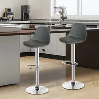 2er set Barhocker aus Kunstleder,Barstuhl Tresenhocker höhenverstellbar Grau
