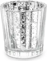 Teelichthalter Glas 5,5x6cm silber 4er Set