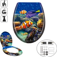 LZQ Universal Größe WC Sitz Absenkautomatik Toilettendeckel Klodeckel mit Softclose Antibakteriell Toilettensitz aus Hartplastik, Süßwasserzierfische