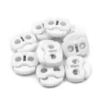 10 Kordelstopper mit zwei Löchern 20x20mm, Durchzug 5mm - 35 Farben