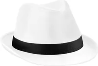Beechfield - Fedora klobúk pre mužov/dámy uni BC5279 (S-M) (White/Black)