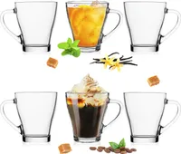 PLATINUX Kaffeegläser mit Griff Set 6-Teilig 320ml (max. 420ml) aus Glas Latte Macchiato Teeglas Cappuccino