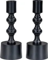2er Set Kerzenhalter Schwarz Stabkerzen H17cm Metall Kerzenständer Tischdeko