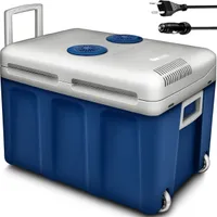 tillvex Kühlbox elektrisch 40L Blau mit Rollen | Mini-Kühlschrank 230 V und 12 V für KFZ Auto Camping | kühlt & wärmt | ECO-Modus