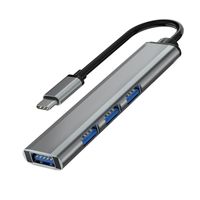 INF USB-C-zu-USB-3.0-Hub mit 4 Anschlüssen Silber-Grau