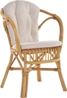 KRINES HOME Klassischer Flecht-Sessel im skandinavischem Stil / Korb-Stuhl aus Natur-Rattan (Honig mit Kissen)