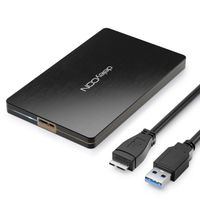 deleyCON SSD Festplattengehäuse USB 3.0 für 2,5“ Zoll SATA 3 SSD / HDD / 7mm SATA III Festplatten Externes Gehäuse UASP [Schwarz Aluminium]