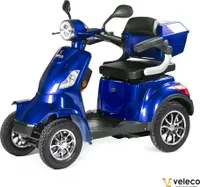 Veleco Faster - 4-Rad Seniorenmobil - 1000W - Fertig montiert - Abschließbare Stauräume - Alarm Elektromobil - Mobilitätsroller (Blau)