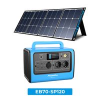 POWEROAK 716Wh/1000W (Peak 1400W) Solar Generator mit  BLUETTI SP120 120W Solarpanel EB70 Blue Stromerzeuger for Camping Outdoor RV Power Outage Home Off-grid