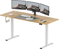 SANODESK Elektrischer Höhenverstellbarer Schreibtisch 200 x 80 cm, Ergonomischer Tischplatte, Steh-Sitz Tisch Computertisch, einfache Montage (Ahorn)